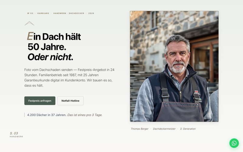 Beispiel-Website für einen Dachdecker-Meisterbetrieb