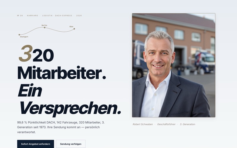 Beispiel-Website für eine Spedition mit Tarif-Rechner